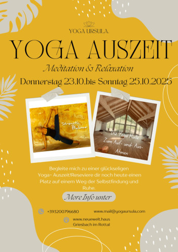 Yoga Auszeit im 'NEUE WELT ' Haus /Naehe Bad Griesbach